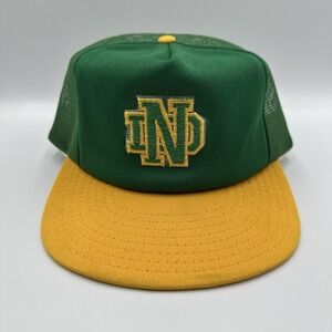 Vintage Notre Dame Fighting Irish Hat Cap Snap Back Green Mesh NCAA Football 80s
